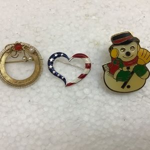 3 Vintage Brooches in Variety of Shapes-Women, Jewelry, Fashion